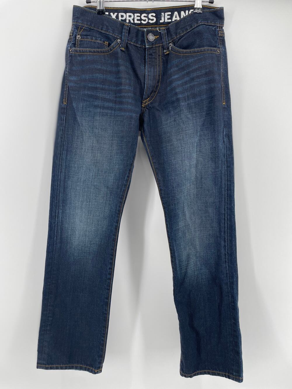 Express Jeans Men’s 31x32 Slim Low Rise Straight Leg Rocco Dark Wash